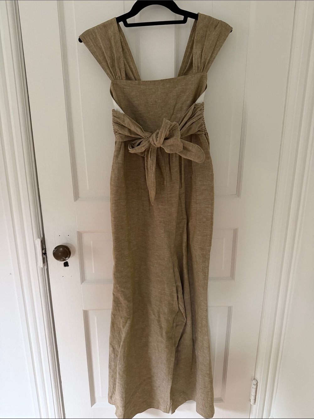 Madewell Olive-Tan Sleeveless Maxi Dress with Waist Tie